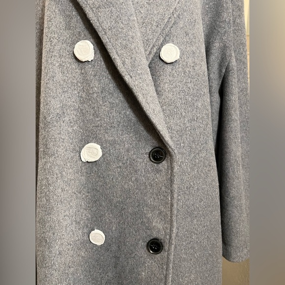 BOOHOO NWT Oversized gray Wool blend double breast trench coat jacket size 14 - Picture 9 of 14